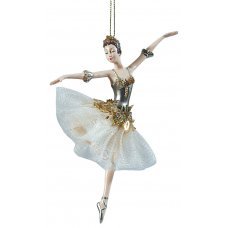 Χριστουγεννιάτικη Κρεμαστή Μπαλαρίνα με Τούλι, Χρυσή (17cm)